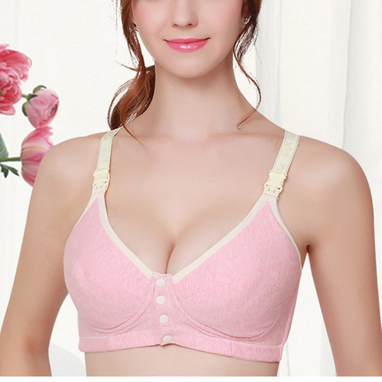 Cotton Nursing Bra Maternity Pregnancy Sports Nursing Breast Feeding Bras, Size:90B(Pink)