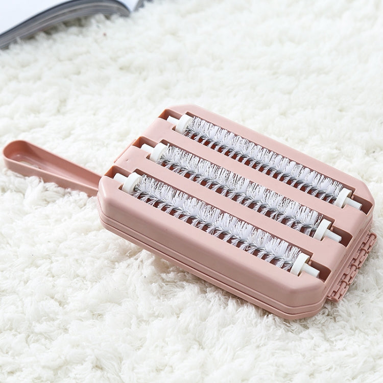 Three-row Brush Handheld Carpet Sweeper Brush Sofa Bed Pet Hair Debris Crumb Dirt Fur Cleaner Roller Cleaning Tools, Random Color Delivery