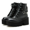 Platform - Soled Martin Boots Side Zipper Handsome Ankle Boots, 36, 38