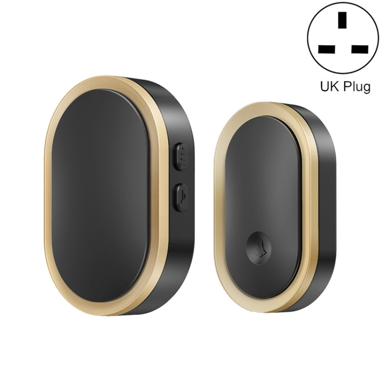 CACAZI A99 Home Smart Remote Control Doorbell Elderly Pager, Style:UK Plug(Black Gold)