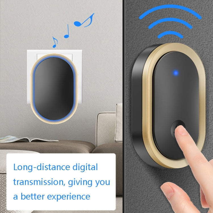 CACAZI A99 Home Smart Remote Control Doorbell Elderly Pager, Style:UK Plug(Golden)
