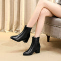 Autumn  Winter Glitter Square Heel Pointed Low-Top Women Boots, 40, 41, 42, 43, 44, 45