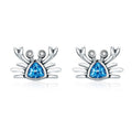Little Crab S925 Sterling Silver Earrings with Gemstone Heart-shaped Earrings, SCE413