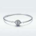 Exquisite Life S925 Sterling Silver Bangle Bracelet Inlaid with Gems, 17cm, 18cm, 19cm, 20cm