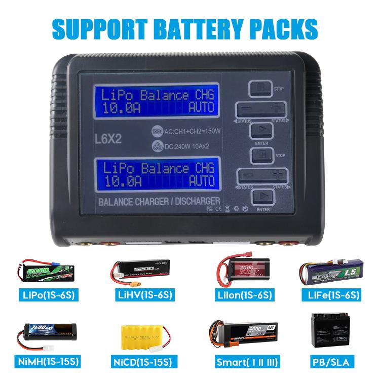HTRC C240 Balanced Lithium Battery Charger Remote Control Airplane Toy Charger, EU Plug