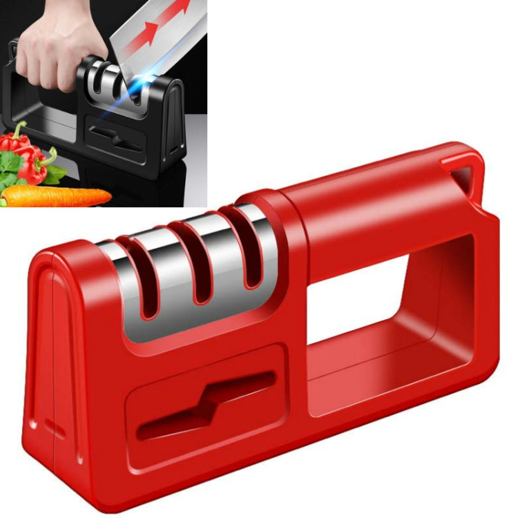 Three-Stage Kitchen Sharpener Multi-Function Kitchen Knife Scissors Sharpening Stone, Specification:Diamond Cutter Head, Color:Red, Ordinary Cutter Head Black, Diamond Cutter Head Black, Ordinary Cutter Head Red, Diamond Cutter Head Red                ...