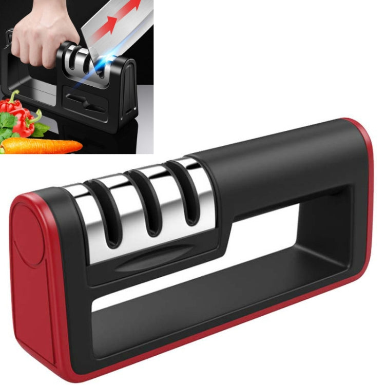 Three-Stage Kitchen Sharpener Multi-Function Kitchen Knife Scissors Sharpening Stone, Specification:Diamond Cutter Head, Color:Red, Ordinary Cutter Head Black, Diamond Cutter Head Black, Ordinary Cutter Head Red, Diamond Cutter Head Red                ...