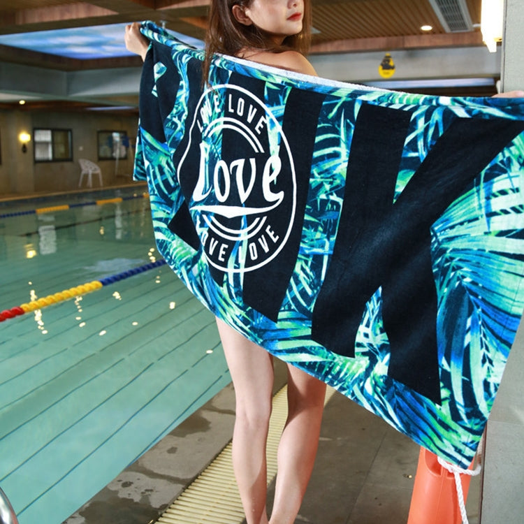 Printed Soft Bath Towel Adult Cotton Beach Pad Towel Size: 147x71cm, Color Par Pink KS-2, Leaf KS-6, Coffee Leopard TL-19, Color Leaves KS-1, Color Basho KS-5, Coffee Leopard Pinkr KS-9, Palm Leaf KS-8, Glasses KS-7, Power Bear KS-11