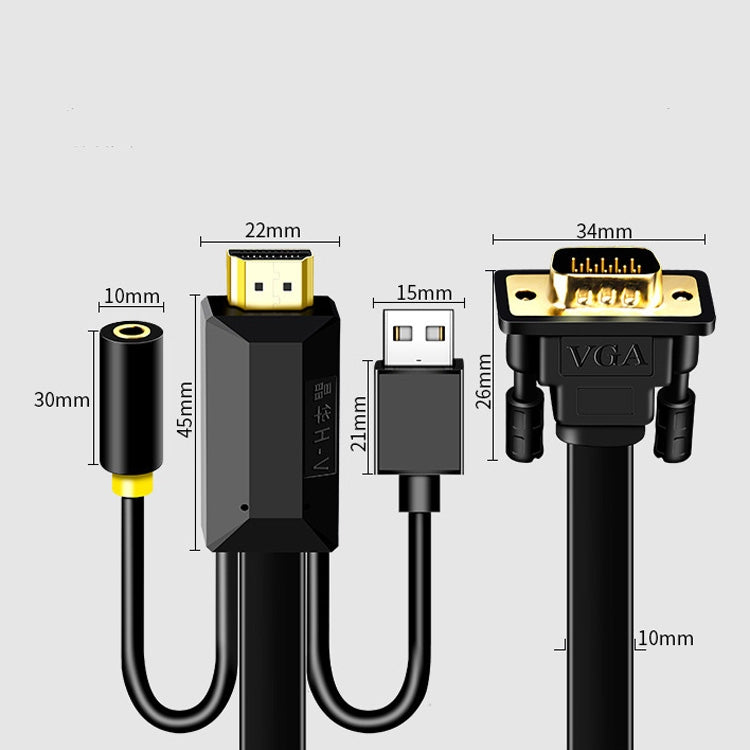 10m JH HV10 1080P HDMI to VGA Cable Projector TV Box Computer Notebook Industrial Display Adapter Cable