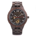 Hollow Dial Wooden Strap Men Mechanical Watch, D27-1, D27-2