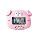 Kitchen Baking Cartoon Animal Electronic Timer Alarm Clock Student Learning Timer, Pink Pig, Yellow Chicken, Green Frog, Pink Frog