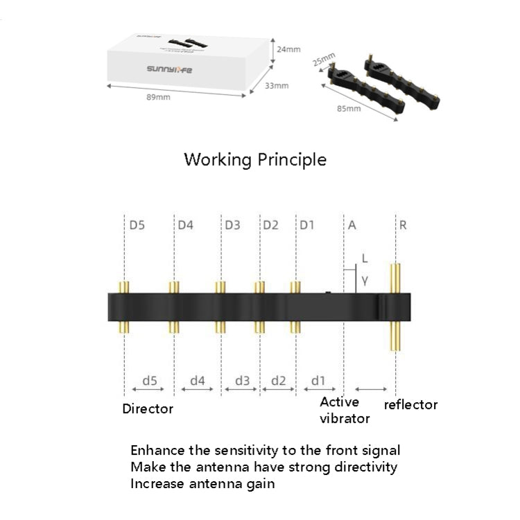 Sunnylife TY-TX9405 5.8GHz Yagi Antenna Drone Remote Controller Signal Booster Range Extender For DJI Mavic Mini / Mavic 2 / Mavic Air