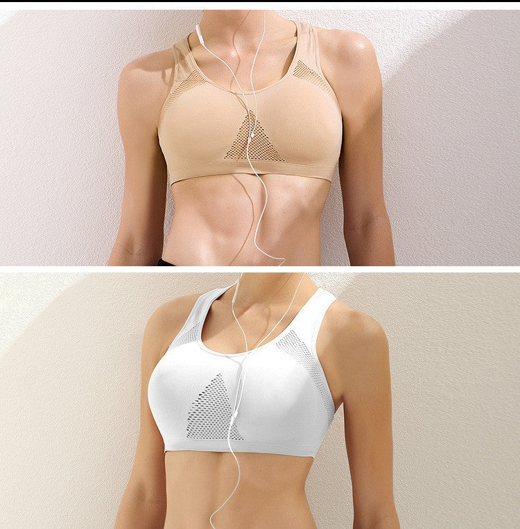 High Stretch Breathable Top Fitness Women Padded Sports Bra, Size:L (White)