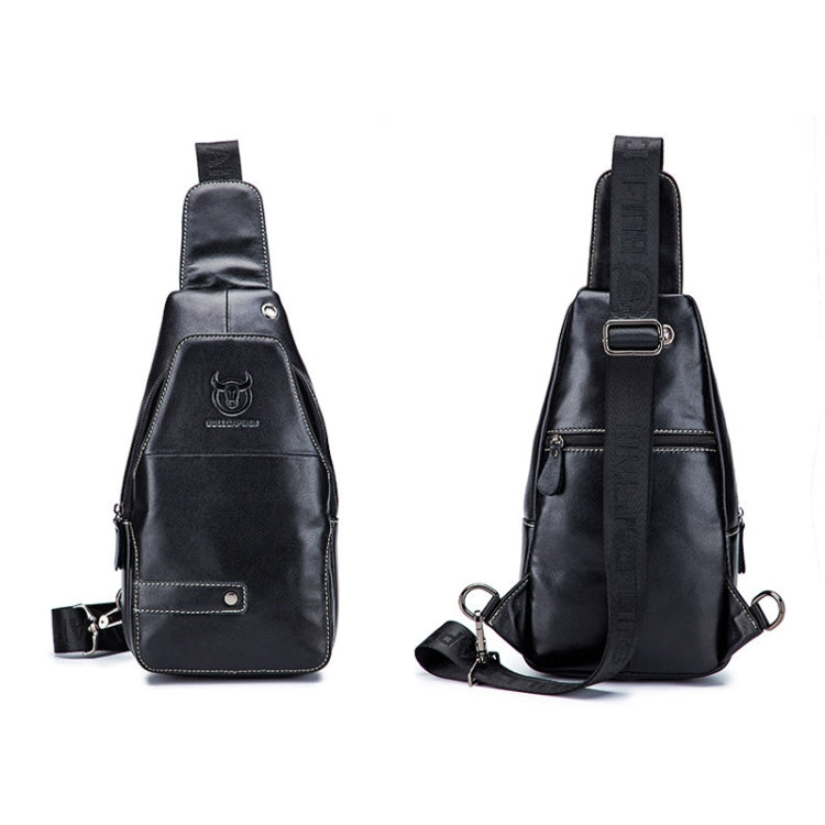BULL CAPTAIN 087 Men Leather Shoulder Bag First-Layer Cowhide Sports Chest Bag(Black)