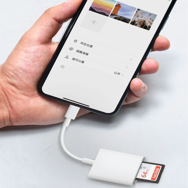 8 Pin to SD + TF Card Reader 2 in 1 Adapter For iPhone / iPad, Cable Length: 9.7cm(Double Slots)