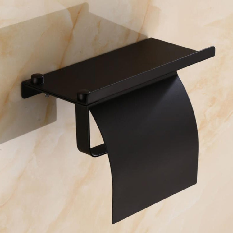 4103 Stainless Steel Roll Paper Holder Mobile Phone Paper Towel Rack Hotel Bathroom Rack, Color: Black