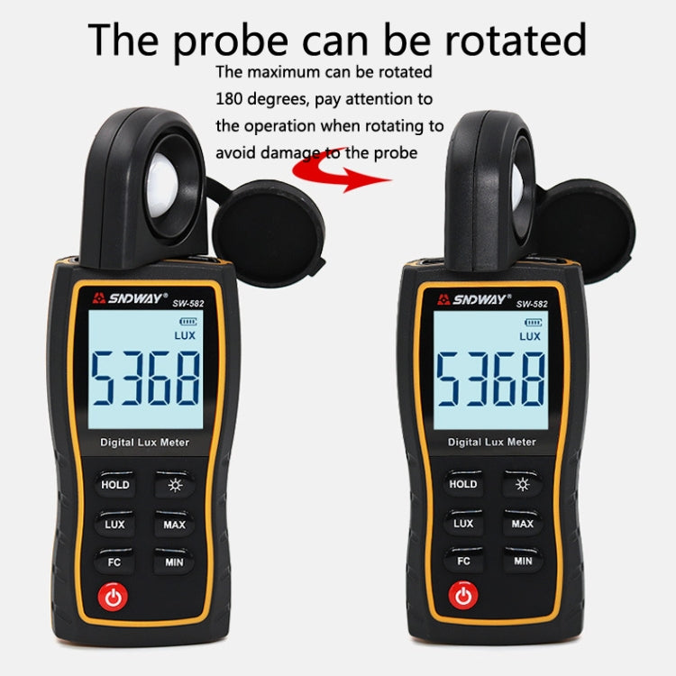 SNDWAY SW582 Handheld Digital Illuminance Meter High-Precision Digital Light Meter, SW582