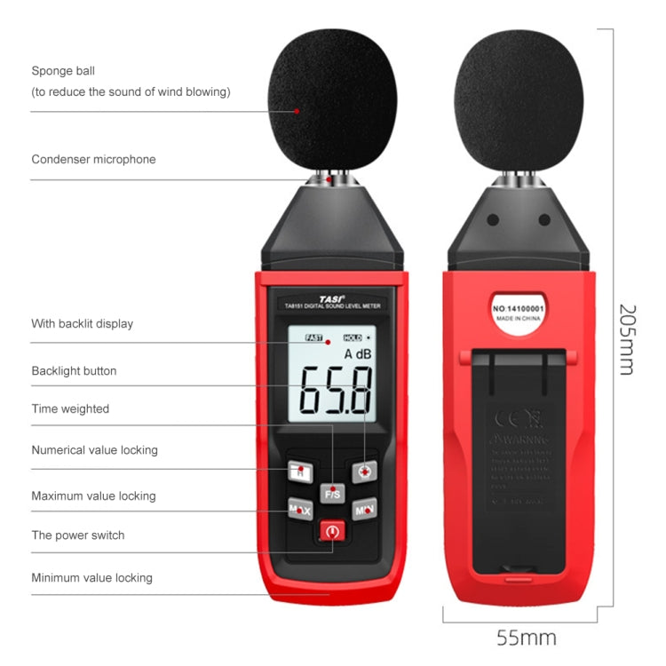TASI TA8151 Noise Measurement Sound Decibel Meter, TA8151