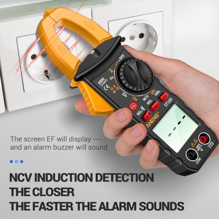 ANENG ST180 Digital Display Clamp AC & DC Intelligent Voltage Multimeter, Red, Black, Yellow