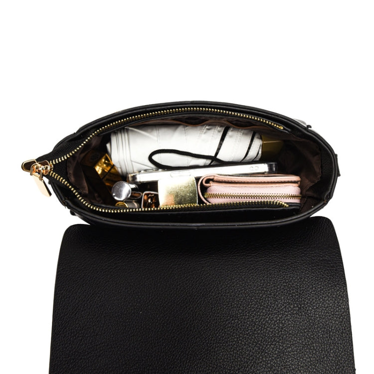 Ladies Texture Large Capacity Single Shoulder Crossbody Bag(Black)