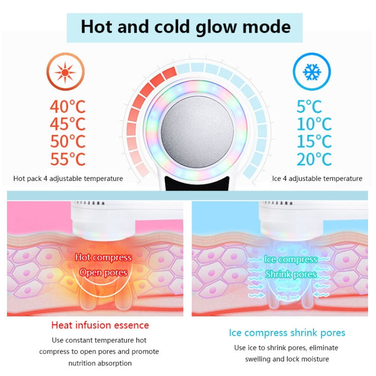 USB Charging Red and Blue Light Hot and Cold Hammer Beauty Instrument(Black)