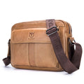 BULL CAPTAIN  Double Layer Leather One Shoulder Messenger Bag For Men, Yellow Brown, Beige, Iron Blue