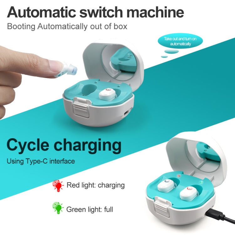 TWS On-Ear Sound Amplifier Hearing Aid with Charging Compartment(Skin Color)