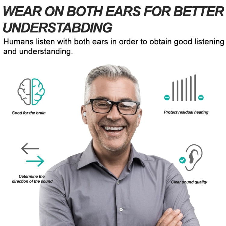 TWS On-Ear Sound Amplifier Hearing Aid with Charging Compartment, White, Black, Skin Color
