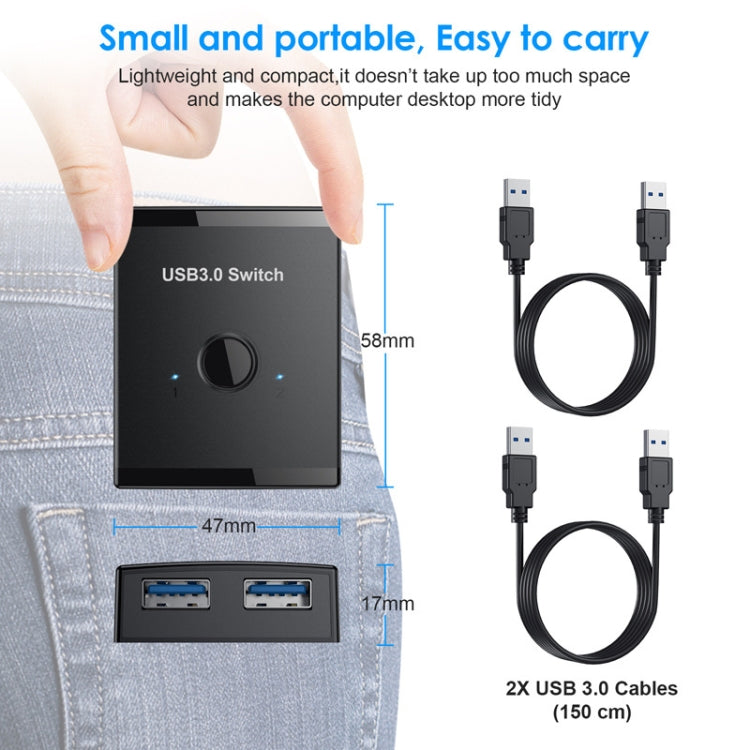 T25 2 In 1 USB3.0 Bidirectional Switch Printer Sharer Splitter(Black)