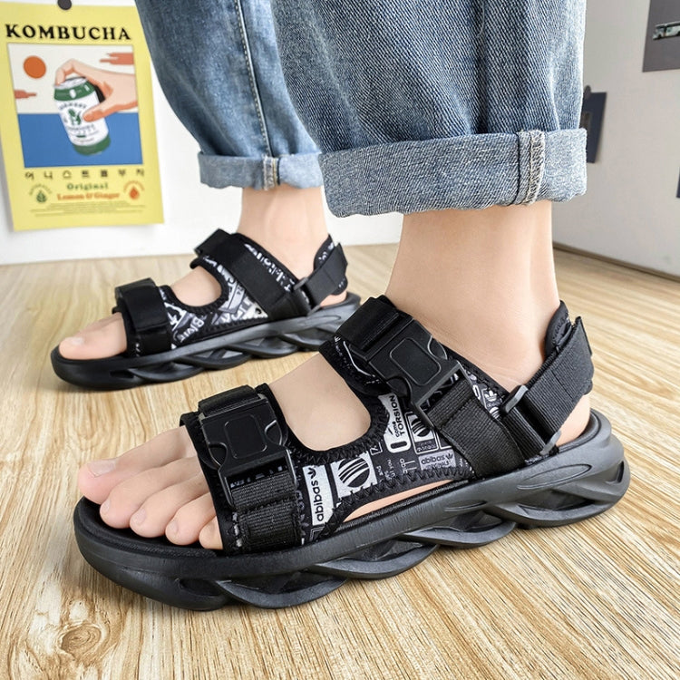 Casual Open Toe Breathable Beach Slippers Beach Sandals For Men, Size: 39(Black)