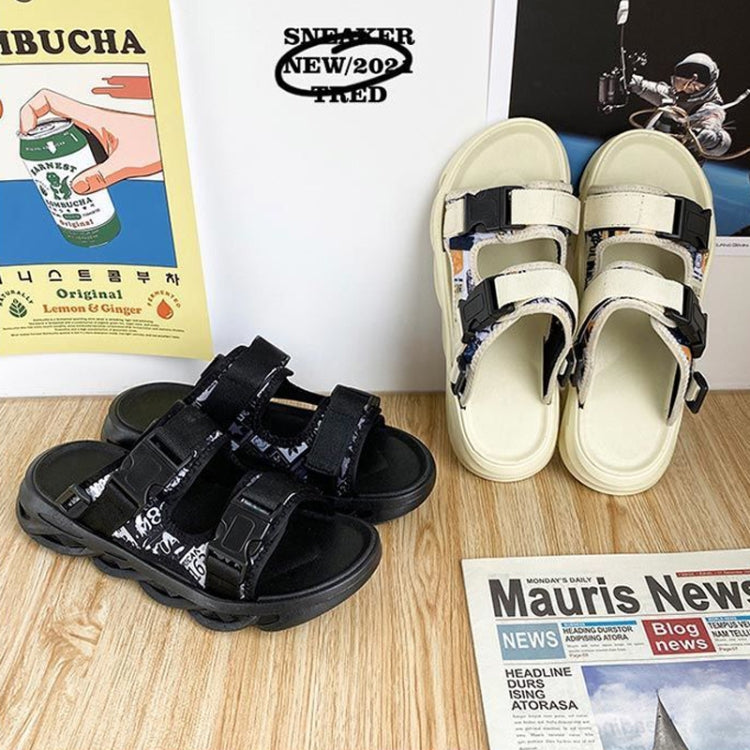 Casual Open Toe Breathable Beach Slippers Beach Sandals For Men, Size: 42(Black)