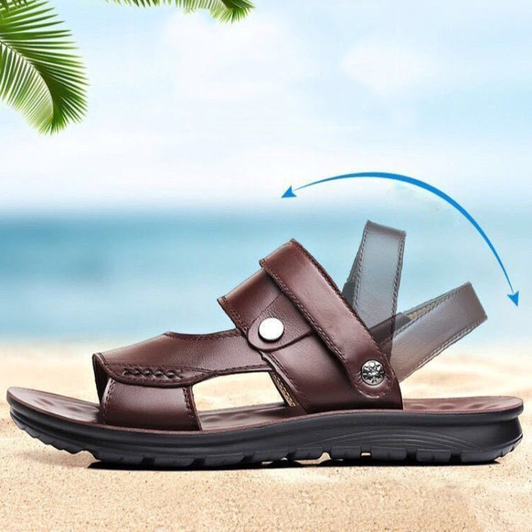 Non-slip Outer Wear Dual-use Sandals Slippers Men Casual Beach Shoes, Size: 43(Black)