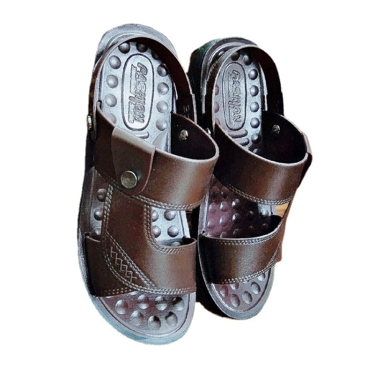 Non-slip Outer Wear Dual-use Sandals Slippers Men Casual Beach Shoes, Size: 47(Coffee Brown)