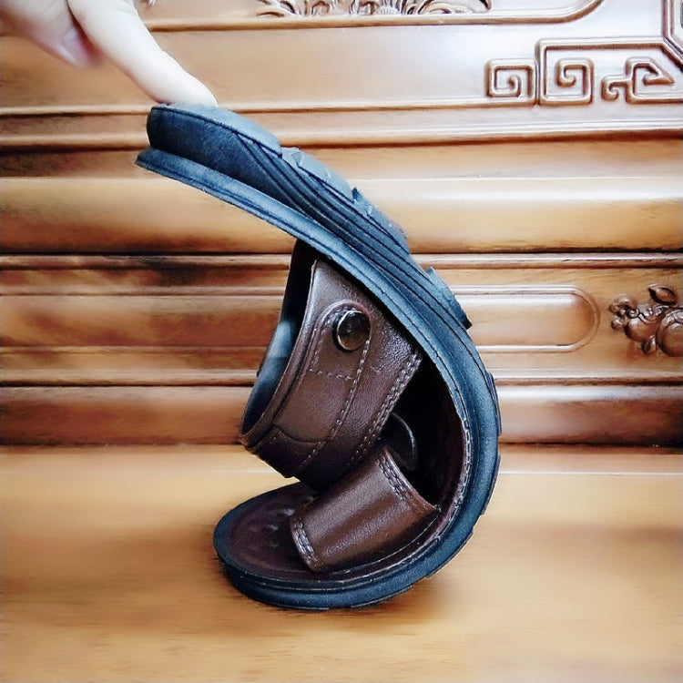 Non-slip Outer Wear Dual-use Sandals Slippers Men Casual Beach Shoes, Size: 47(Coffee Brown)