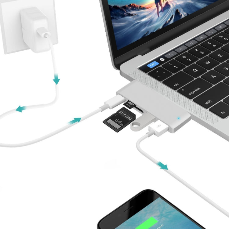 USB-C To HDMI Splitter Docking Station Card Reader, Specificationï¼? 6 in 1 Gray