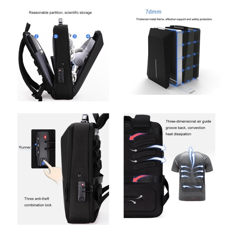 Hard Shell Backpack Alloy Frame Anti-Theft Computer Bag For Men, Color: 8001-J Red