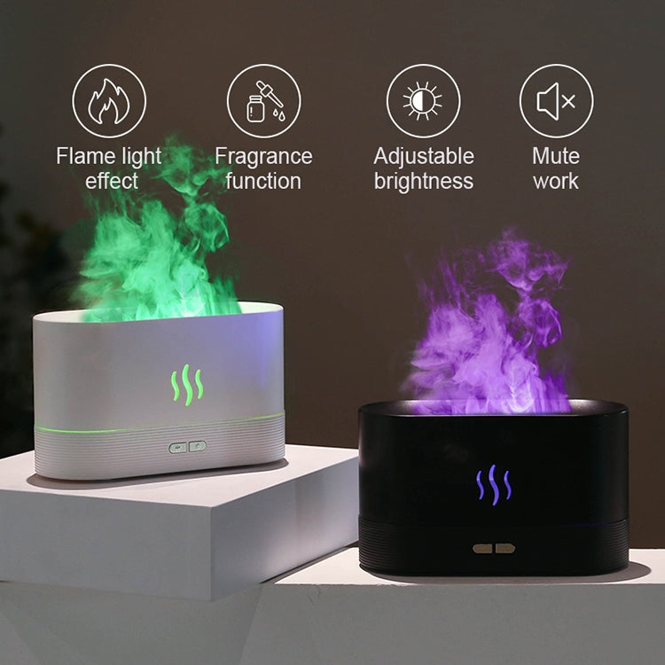 7 Color Flame Aromatherapy Machine Home Office Desk Air Humidifier(Black)