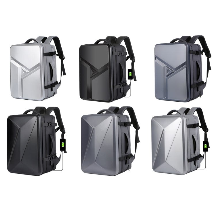 Large-capacity Waterproof Expandable Hard Shell Backpack with USB Charging Hole(162 Black)