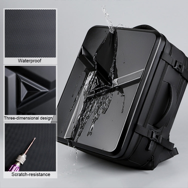 Large-capacity Waterproof Expandable Hard Shell Backpack with USB Charging Hole(161 Light Grey)