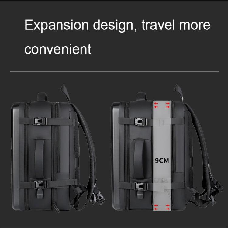 Large-capacity Waterproof Expandable Hard Shell Backpack with USB Charging Hole(162 Deep Gray)
