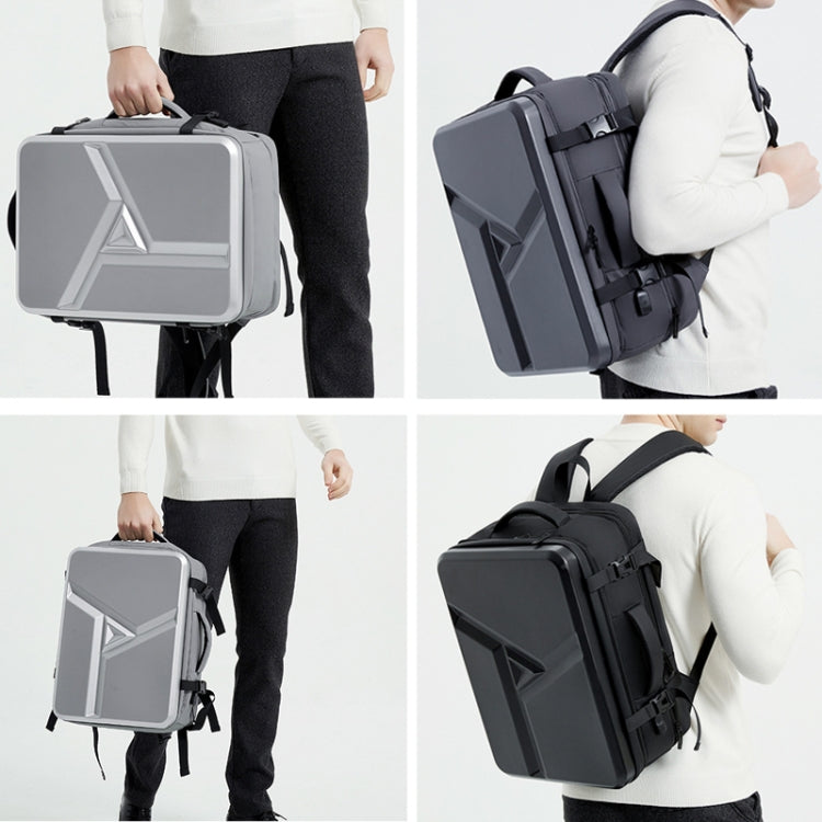 Large-capacity Waterproof Expandable Hard Shell Backpack with USB Charging Hole(162 Deep Gray)