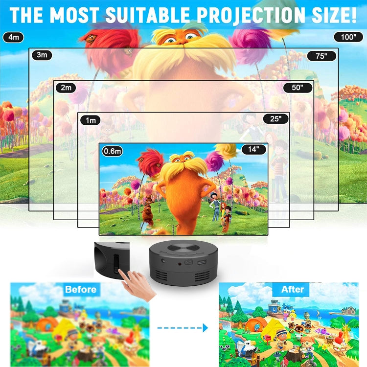 YT200 320 X 180P LED HD Mini Projector USB Powered Support Wired Connection Phone Screen(Black)