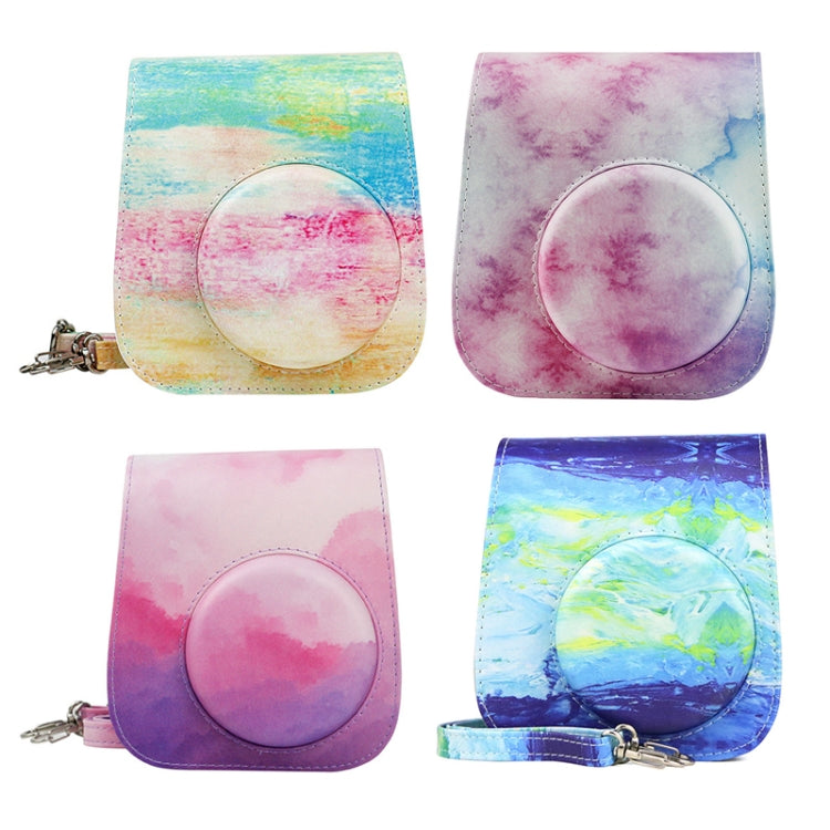 For Instax Mini11 / 9 / 8 PU Cortex Retro Camera Bag Protective Cover, Blue Pink Color, Fantastic Cloud