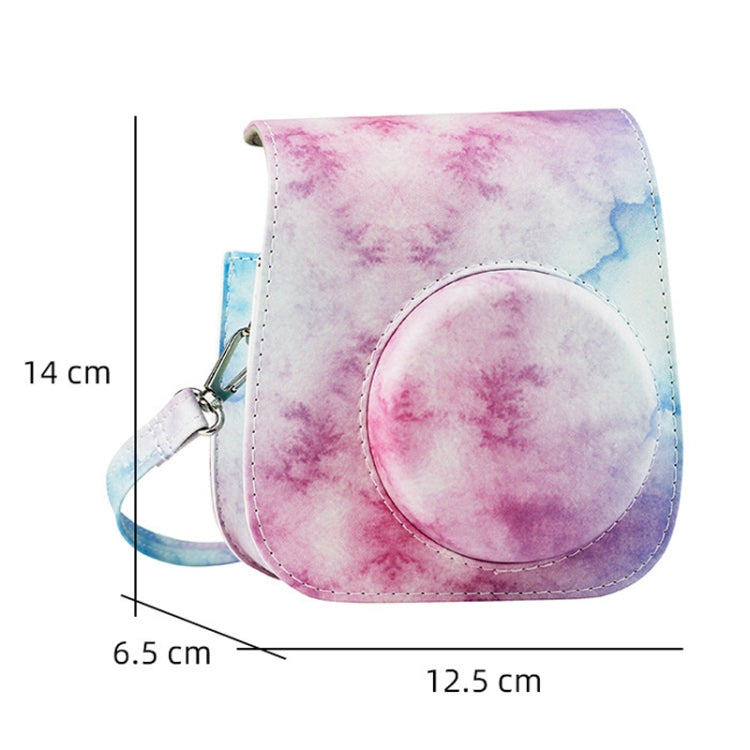 For Instax Mini11 / 9 / 8 PU Cortex Retro Camera Bag Protective Cover, Blue Pink Color, Fantastic Cloud