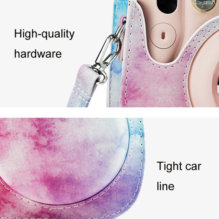 For Instax Mini11 / 9 / 8 PU Cortex Retro Camera Bag Protective Cover, Blue Pink Color, Fantastic Cloud