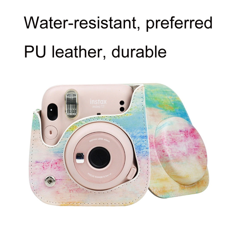 For Instax Mini11 / 9 / 8 PU Cortex Retro Camera Bag Protective Cover, Blue Pink Color, Fantastic Cloud