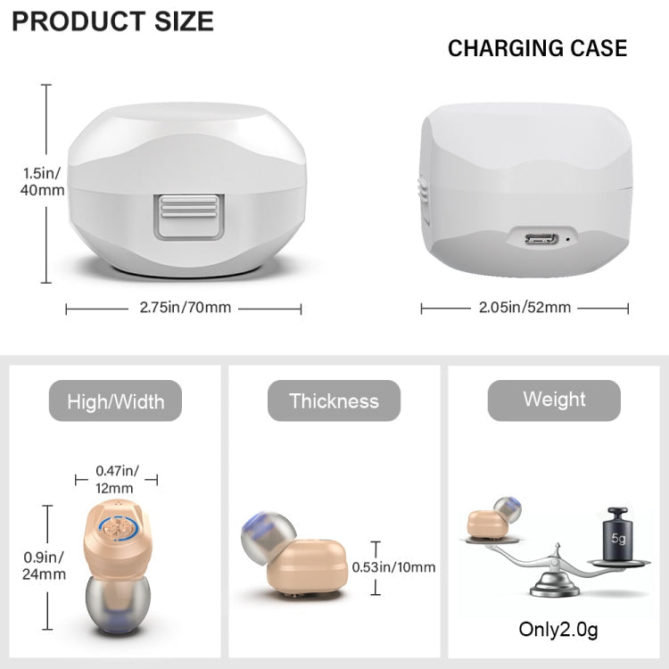 Z-127C TWS Charging Hearing Aid Sound Amplifier Auxiliary Listener, Z-127C Red Blue