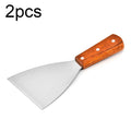 2pcs Stainless Steel Pizza and Steak Shovel Wooden Handle Slanted Shovel Kitchen Tool, L, S