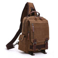 Outdoor Travel Messenger Canvas Chest Bag, Brown, Dark Blue, Khaki, Black, Brown Backpack, Dark Blue Backpack, Black Backpack, Green Backpack, Red Backpack, Gray Backpack, Blue Backpack, Green, Red, Gray, Blue