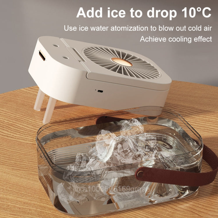 Rechargeable 4000mAh 2.5L Dual Spray Humidifying Fan with Ambient Light Aroma Diffuser(Green)